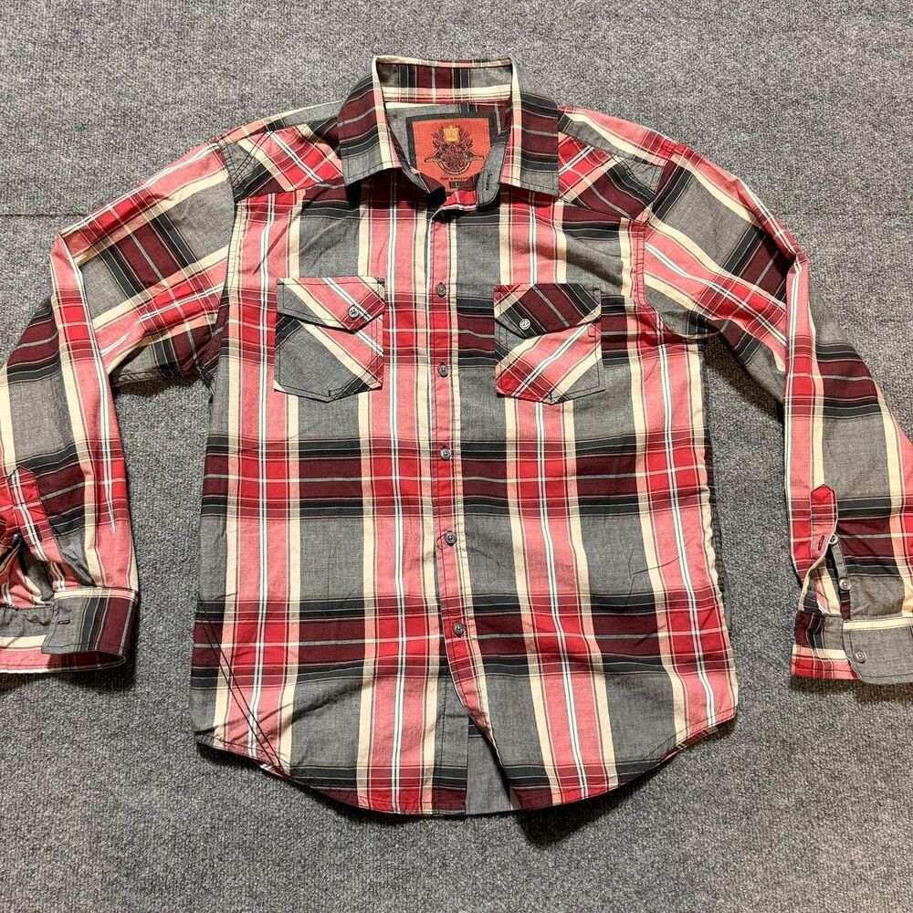 Drill Clothing Company Shirt Mens Large Red Plaid Long Sleeve Western Button Up